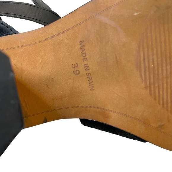 Black Suede Heel Shoes With Wrap Around Ankle Straps - Picture 13 of 14